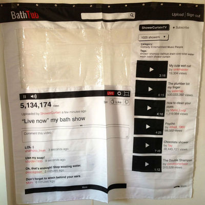 Bath tub cool design 1.8 x 1.8m social video player design page shower curtain