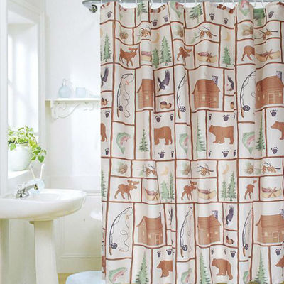 Country side & animal 180 x 180 cm bathroom use polyester shower curtain set
