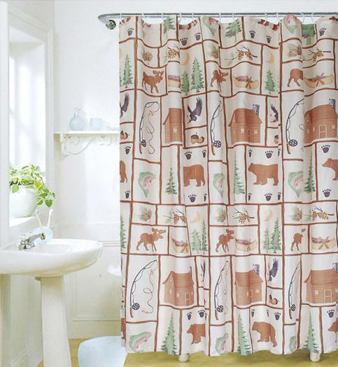 COUNTRY SIDE & ANIMAL 180 x 180 cm Bathroom Use Polyester SHOWER CURTAIN SET