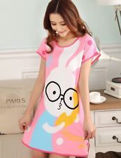Cute glasses rabbit pink pajamas sleeve sleepwear