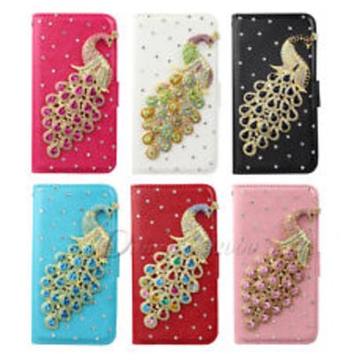 Flip leather wallet bling peacock skin case cover for samsung galaxy s5 