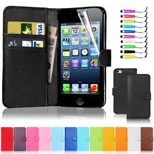 New flip wallet leather case cover iphone 4 s 5c & 5s free screen protector