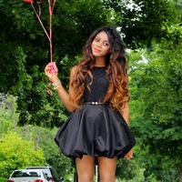 Little Black Puff Ball Dress - Thumbnail 1