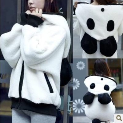 Meng panda plush cute domesticated hen fitted ear thick sweater coat 