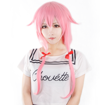  Cosplay Future Diary Mirai Nikki Gasai Yuno Light Pink Wig Free Ship SP141178