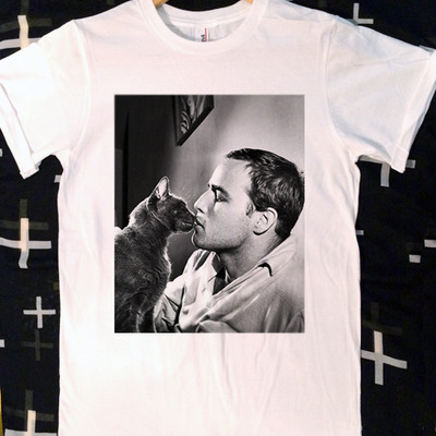 Marlon brando kissing black cat t-shirt or tank top