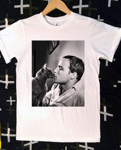 Marlon Brando Kissing Black Cat T-Shirt or Tank Top