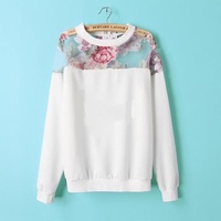 White Sweater with See Thru Floral detail - Thumbnail 1