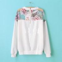 White Sweater with See Thru Floral detail - Thumbnail 2