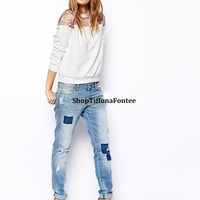 White Sweater with See Thru Floral detail - Thumbnail 3