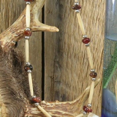 Carnelian bone necklace