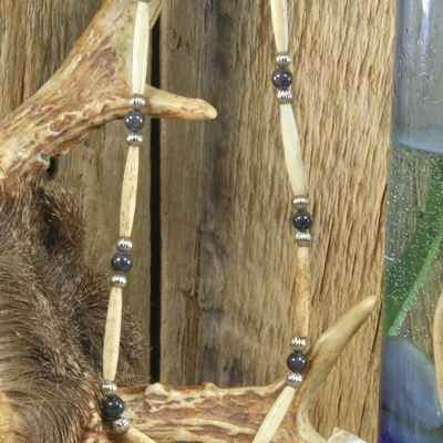 Iolite bone necklace
