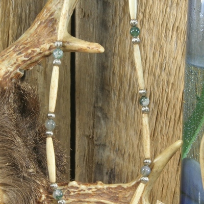 Moss agate bone necklace