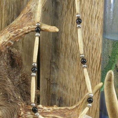 Onyx bone necklace