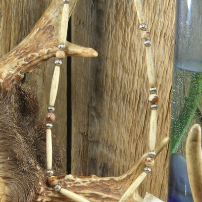 Picture jasper bone necklace