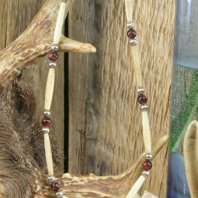 Red tiger eye bone necklace