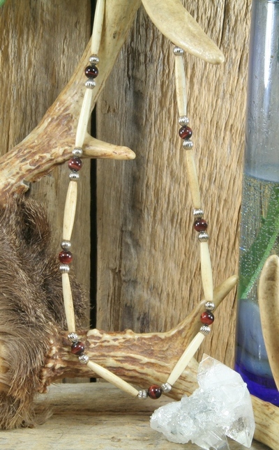 Red Tiger Eye Bone Necklace