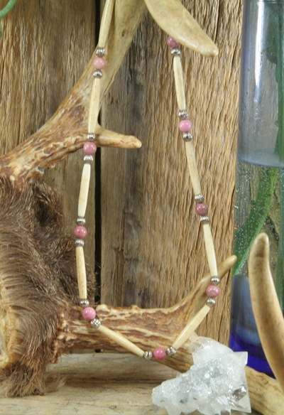 Rhodonite Bone Necklace