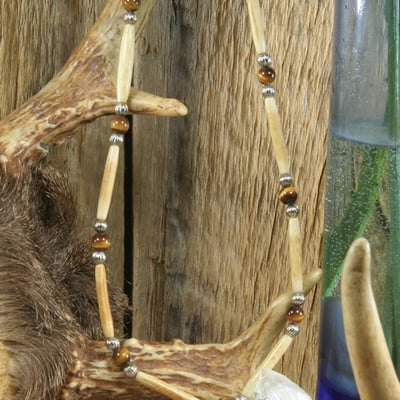Tiger eye bone necklace