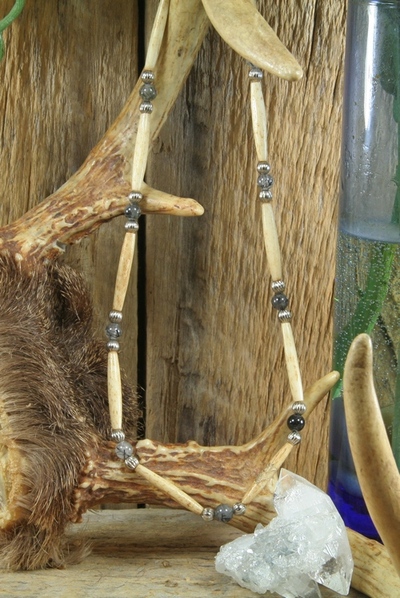 Tourmalated Quartz Bone Necklace
