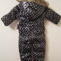Girls Gorgeous Juicy Couture Polka Dot Snowsuit with Fur Trimmed Hood - Thumbnail 1