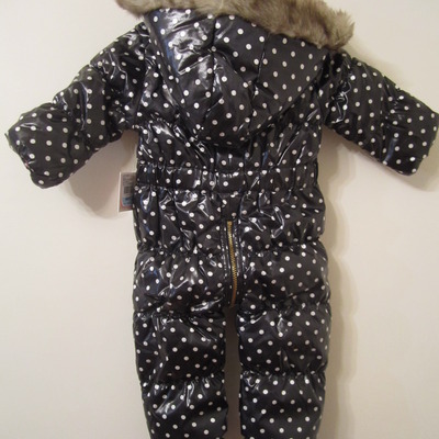 Girls gorgeous juicy couture polka dot snowsuit with fur trimmed hood