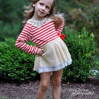 Vintage Striped Glam Dress Navy or Red - Thumbnail 2