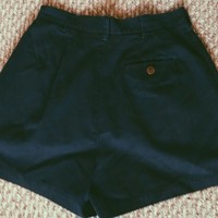 Navy Waisted Shorts - Thumbnail 1