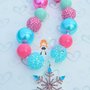 Frozen Snowflake Inspired Chunky Necklace/matching Hair Clip/Anna/Elsa/Girls Jewelry/Bubblegum Beads/Girls Jewelry-2