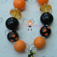 Black/Orange/Pumpkin Witch Halloween Chunky Necklace/Perfect Photo Props/Costumes/Girls Accessories - Thumbnail 1