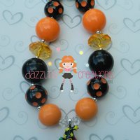 Black/Orange/Pumpkin Witch Halloween Chunky Necklace/Perfect Photo Props/Costumes/Girls Accessories - Thumbnail 2