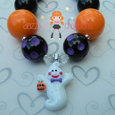 White ghost halloween chunky necklace/perfect photo props/costumes/girls accessories