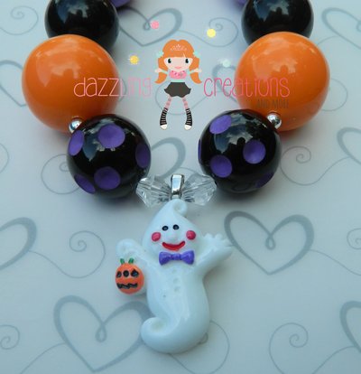 White ghost halloween chunky necklace/perfect photo props/costumes/girls accessories