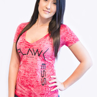 Pink Low " V " Neck  - Thumbnail 1