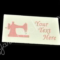 Pink Polka Dot Sewing Machine - “Iron On” or ” Sew In” - Cotton Fabric Tag Labels - For Crochet, Knit, Sew and Quilt Heirlooms