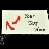 Red Pumps - “Iron On” or ” Sew In” - Cotton Fabric Tag Labels - For Crochet, Knit, Sew and Quilt Heirlooms