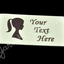 Ponytail Silhouette Girl - “Iron On” or ” Sew In” - Cotton Fabric Tag Labels - For Crochet, Knit, Sew and Quilt Heirlooms