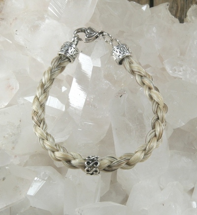 Silver Gray Mix Horse Hair Bracelet