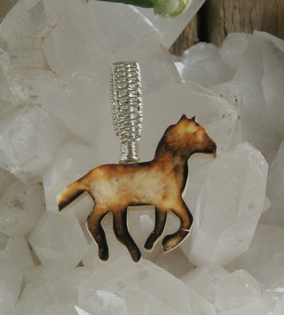 Carved Bone Horse Pendant
