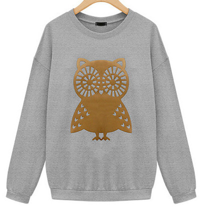 Owl Printed Sweater Gray