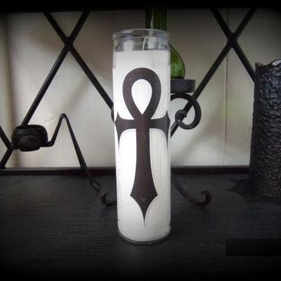 Gothic ankh prayer candle