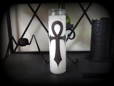 Gothic ankh prayer candle