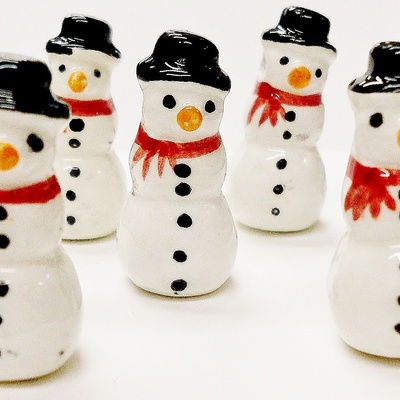 Ceramic snowmen and/or mrs. claus beads- lots of 20