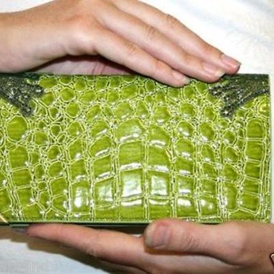 Ed hardy faux leather checkbook wallet dark green $104 or best offer