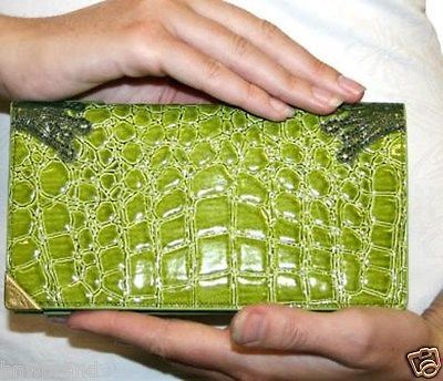 Ed Hardy Faux Leather Checkbook Wallet Dark Green $104 Or Best Offer