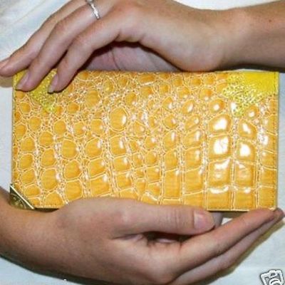 Ed hardy faux leather checkbook wallet yellow $104 or best offer