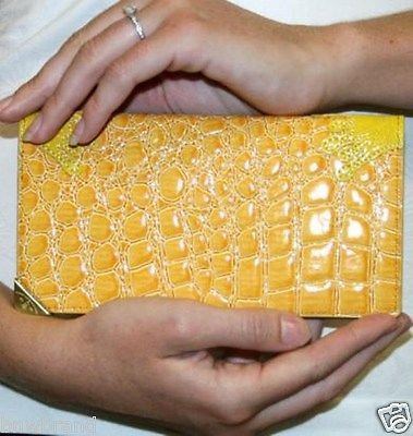 Ed Hardy Faux Leather Checkbook Wallet Yellow $104 Or Best Offer