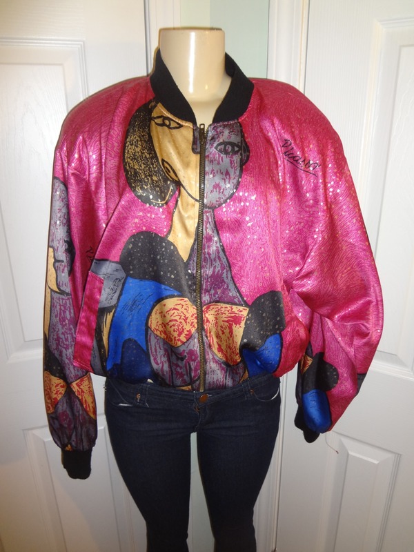 Vintage Mighty Pink Picasso Bomber Jacket Size XL