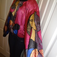 Vintage Mighty Pink Picasso Bomber Jacket Size XL - Thumbnail 2