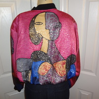 Vintage Mighty Pink Picasso Bomber Jacket Size XL - Thumbnail 3